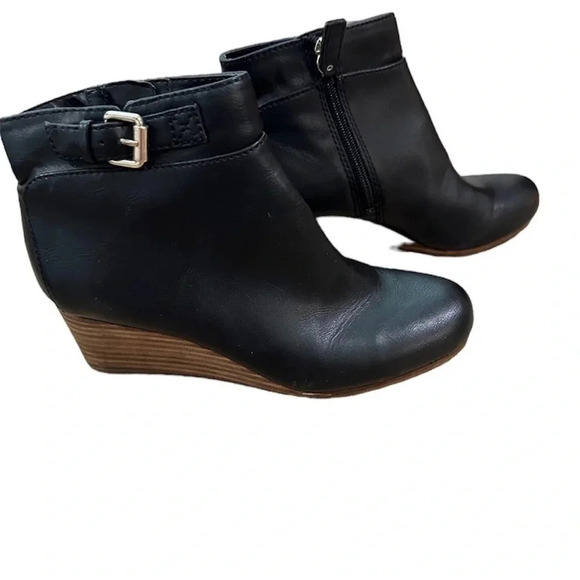 Dr. Scholl’s Daina Women’s Black Wedge Booties Memory Foam Cool Fit Size 6.5 GUC - Picture 1 of 11